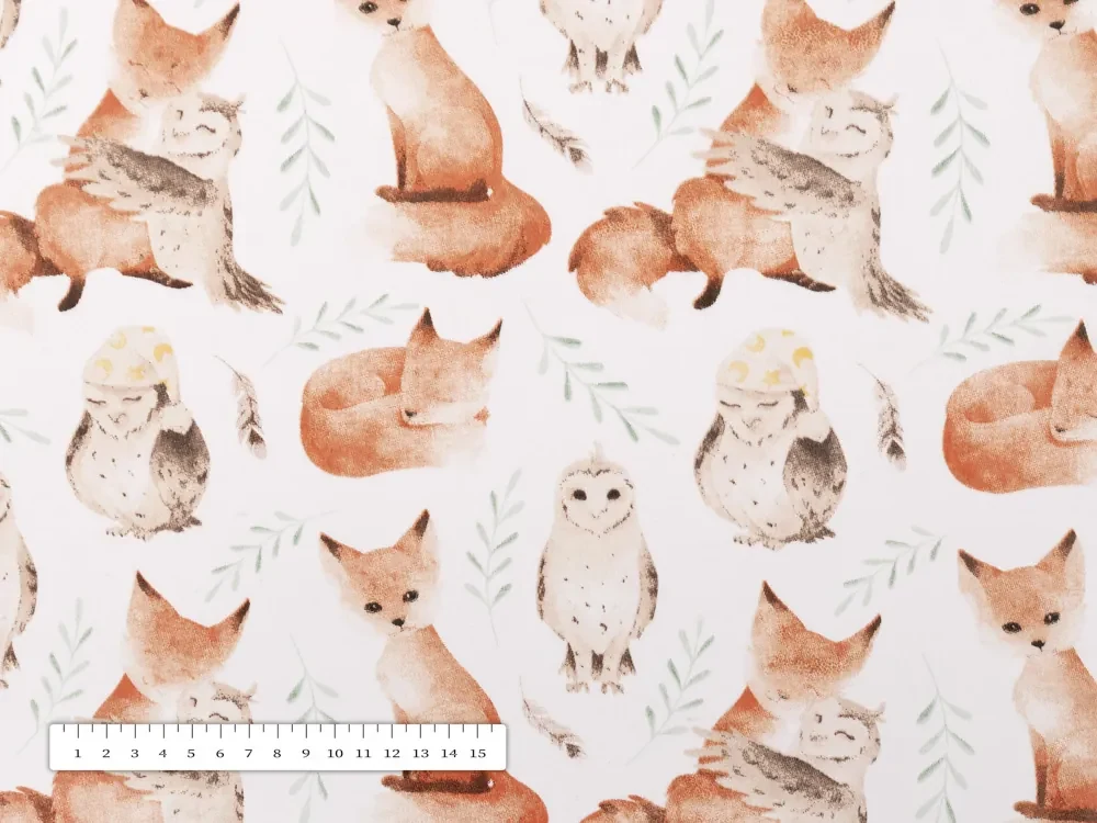 Biante Detský bavlnený okrúhly obrus Sandra SA-523 Líšky a sovy na bielom Ø 110 cm
