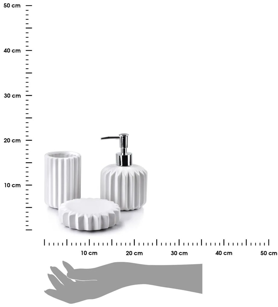 Sada kúpeľňových doplnkov Ferra, biela/s chrómovými prvkami