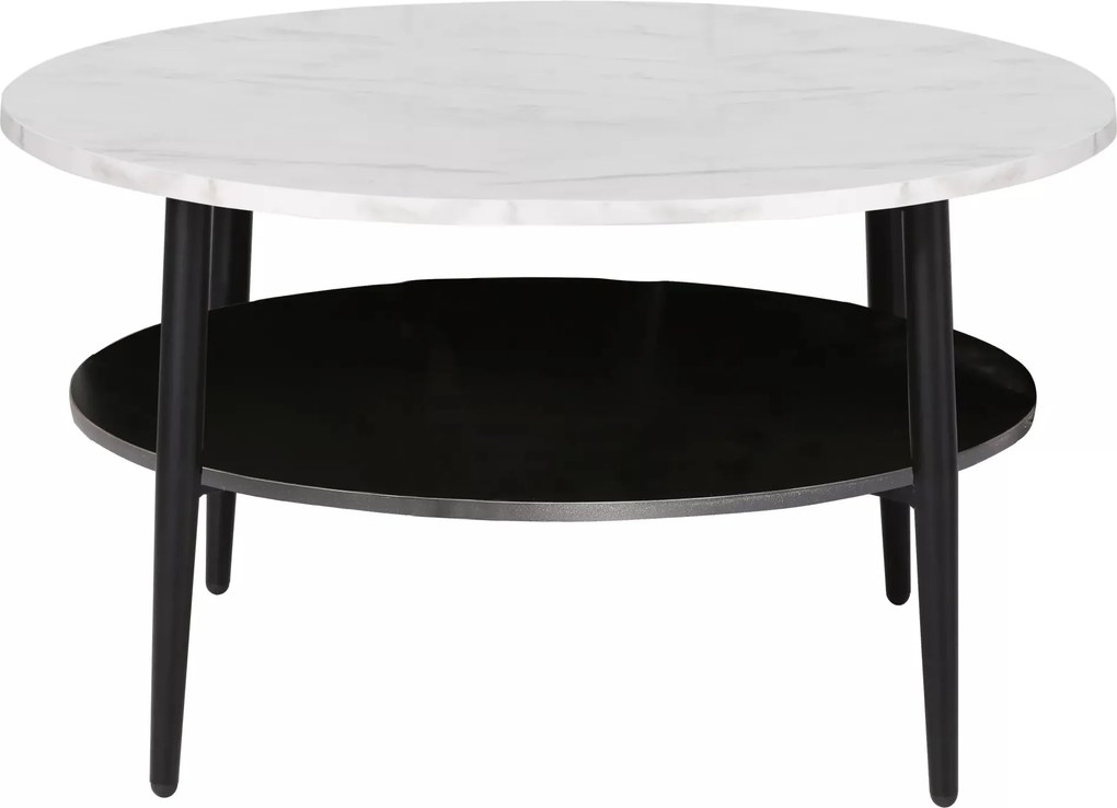 Konferenčný stolík Ella 80 cm biely mramor/čierny