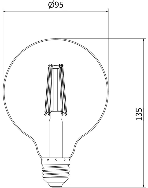 Mexen Vintis, LED žiarovka E27, G95, 8W, Teplá - 2700K, 1055 lm, číra - L157-E27-0827-00