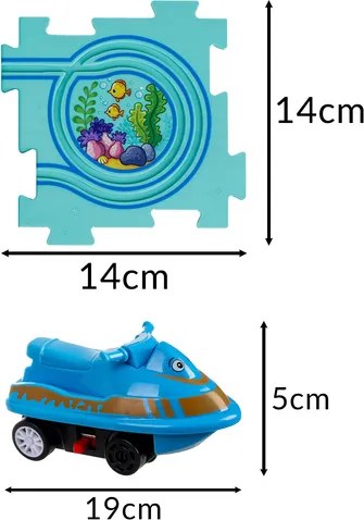 ISO Trade KRUZZEL Puzzle dráha 25 dielikov – vzdelávacia oceánska trasa s autíčkami na batérie 3+