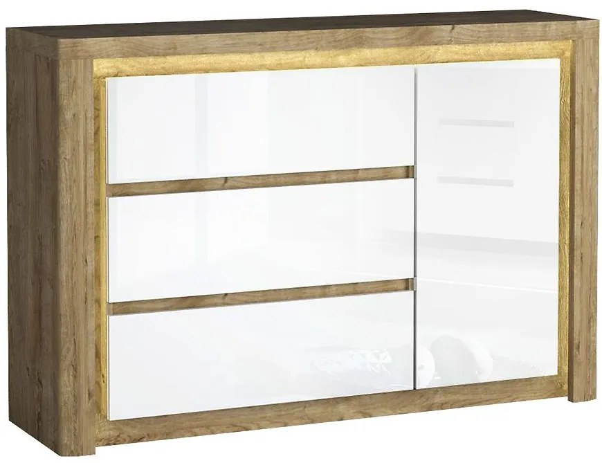 Komoda Livinio L15 Ribbeck/Biely lesk