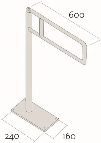 Cersanit Etiuda, sklopné podlahové madlo pre toaletu 60cm, chrómová, K97-036