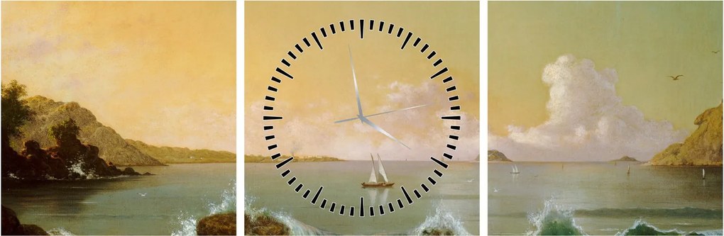 Obraz - Martin Johnson Heade, Rio de Janeiro Bay, reprodukcia (s hodinami) (90x30 cm)