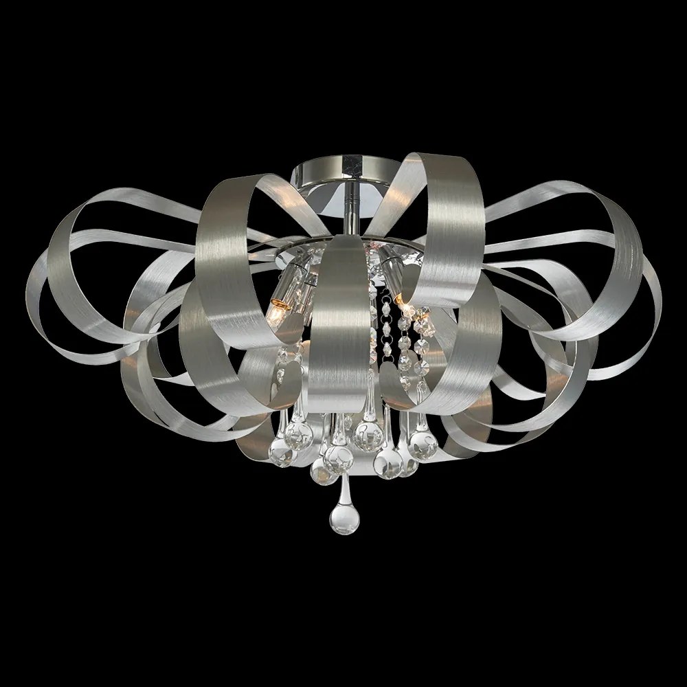 LUXERA Prisadený luster do obývačky RIBBON CRYSTAL, 6xG9, 33W, strieborný