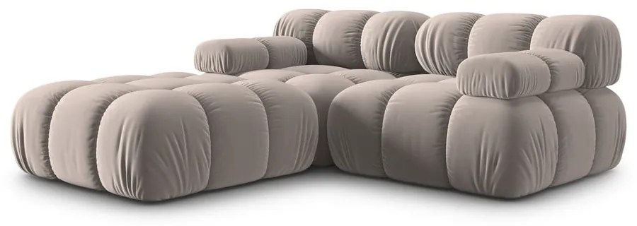 Svetlohnedá zamatová modulárna rohová pohovka (variabilná) Bellis – Micadoni