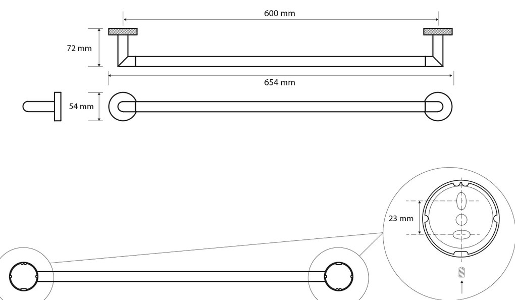 Sapho Sapho, LARISSA držiak uterákov 600mm, čierna/zlatá matná, WS010BG