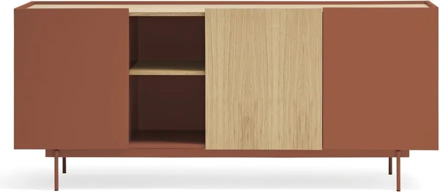 Nízka komoda v dekore duba v tehlovo-prírodnej farbe 180x78 cm Otto – Teulat