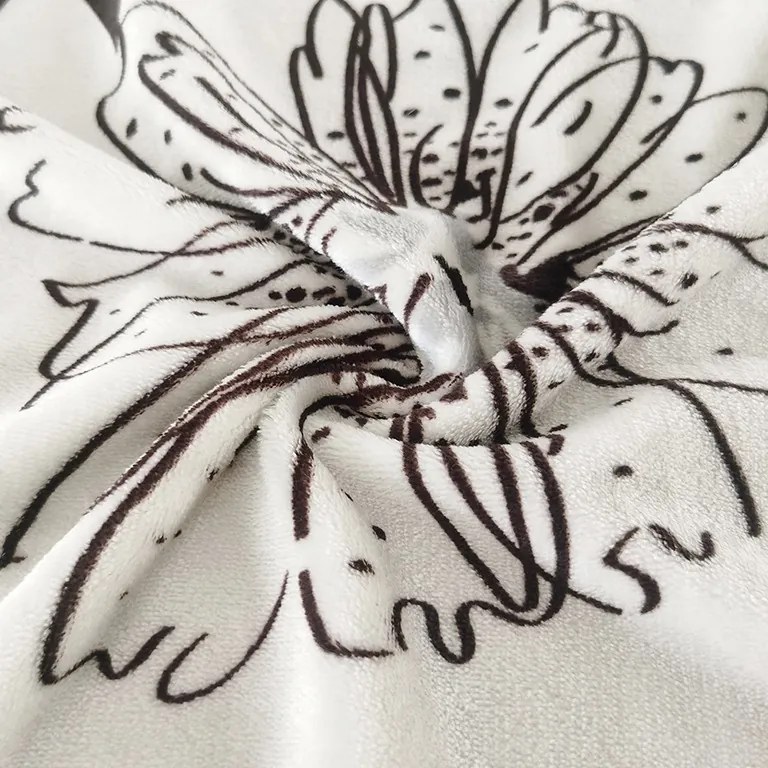JAHU Francúzske posteľné obliečky mikroplyš - Kvety hnedé, 200x220 cm