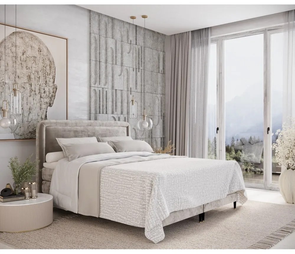 Svetlohnedá boxspring posteľ 160x200 cm Dove – Maison de Rêve