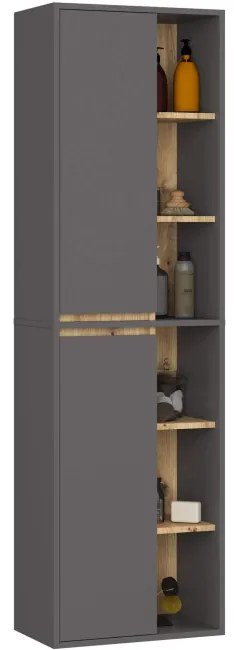 Kúpeľňová zostava VAMI s otvormi na umývadlo, grafitová / sivá / dub artisan