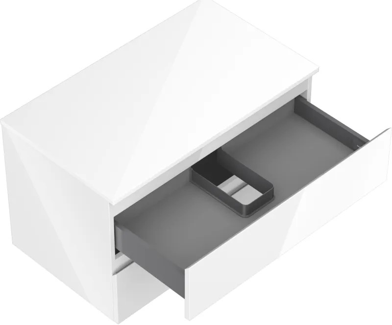 Mexen Orio, kúpeľňová skrinka 80 cm s hornou časťou, 2 zásuvky, biela lesklá, 91A10-08047-2-BFFC00