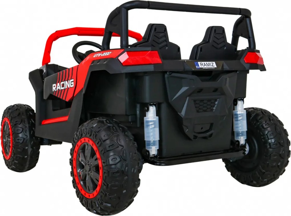 Ramiz ATV Závodná bugina pre 2 deti Červená + pohon 4x4 + diaľkové ovládanie + pomalý štart + MP3 LED