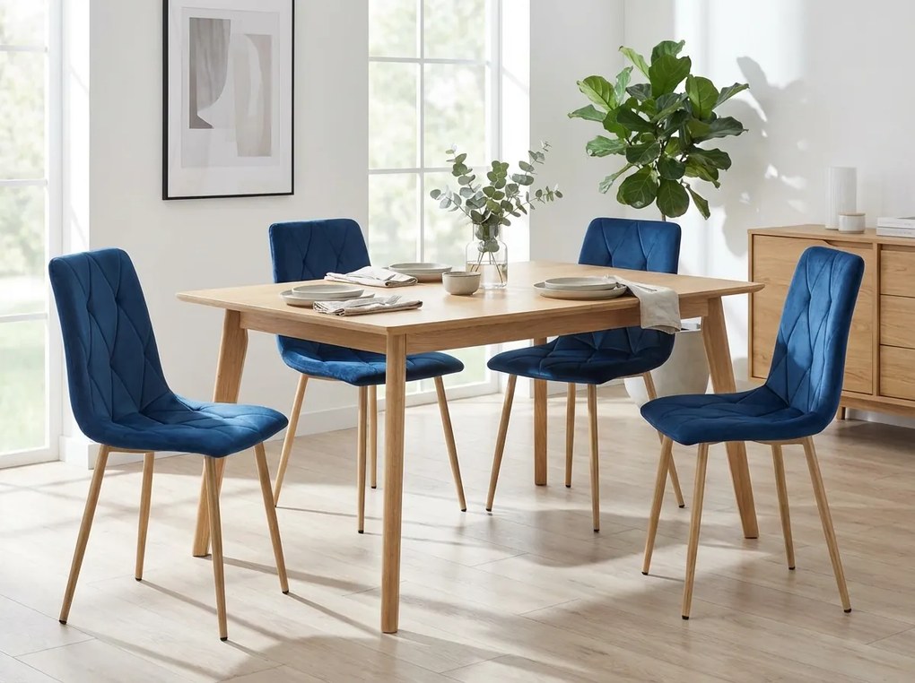 Modrá zamatová jedálenská stolička LIBRA