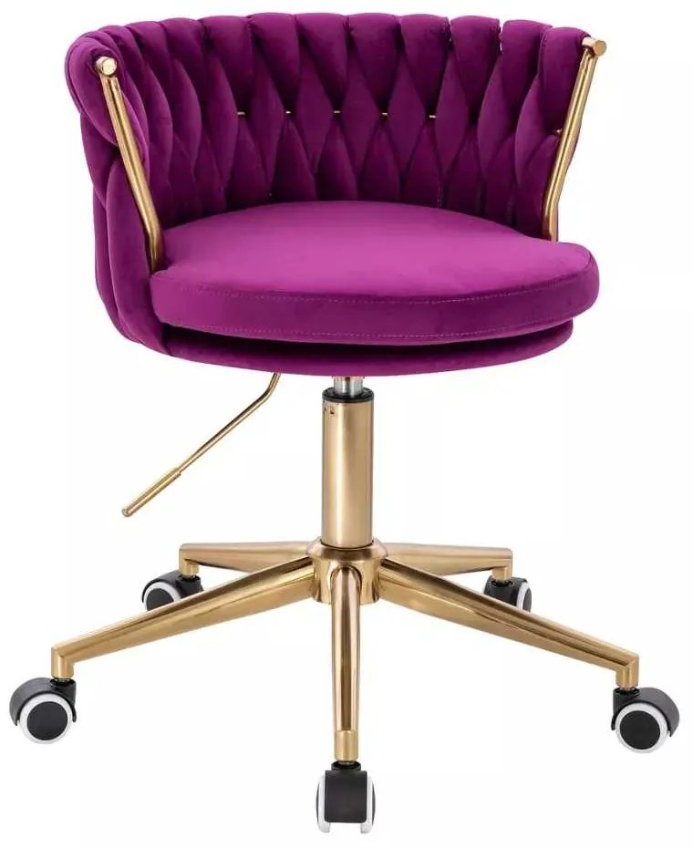 LuxuryForm DESIGN Stolička LYON VELUR na zlatej podstave s kolieskami - fuchsia
