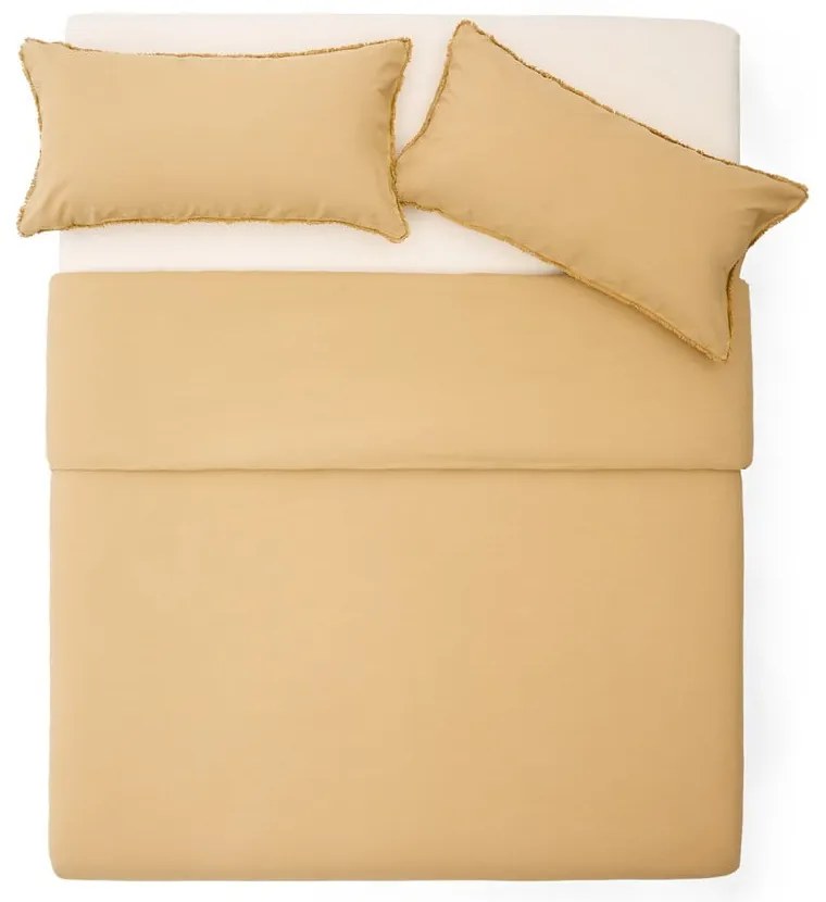 Predĺžené obliečky na dvojlôžko z bavlneného perkálu v horčicovej farbe 240x220 cm Sifinia – Kave Home