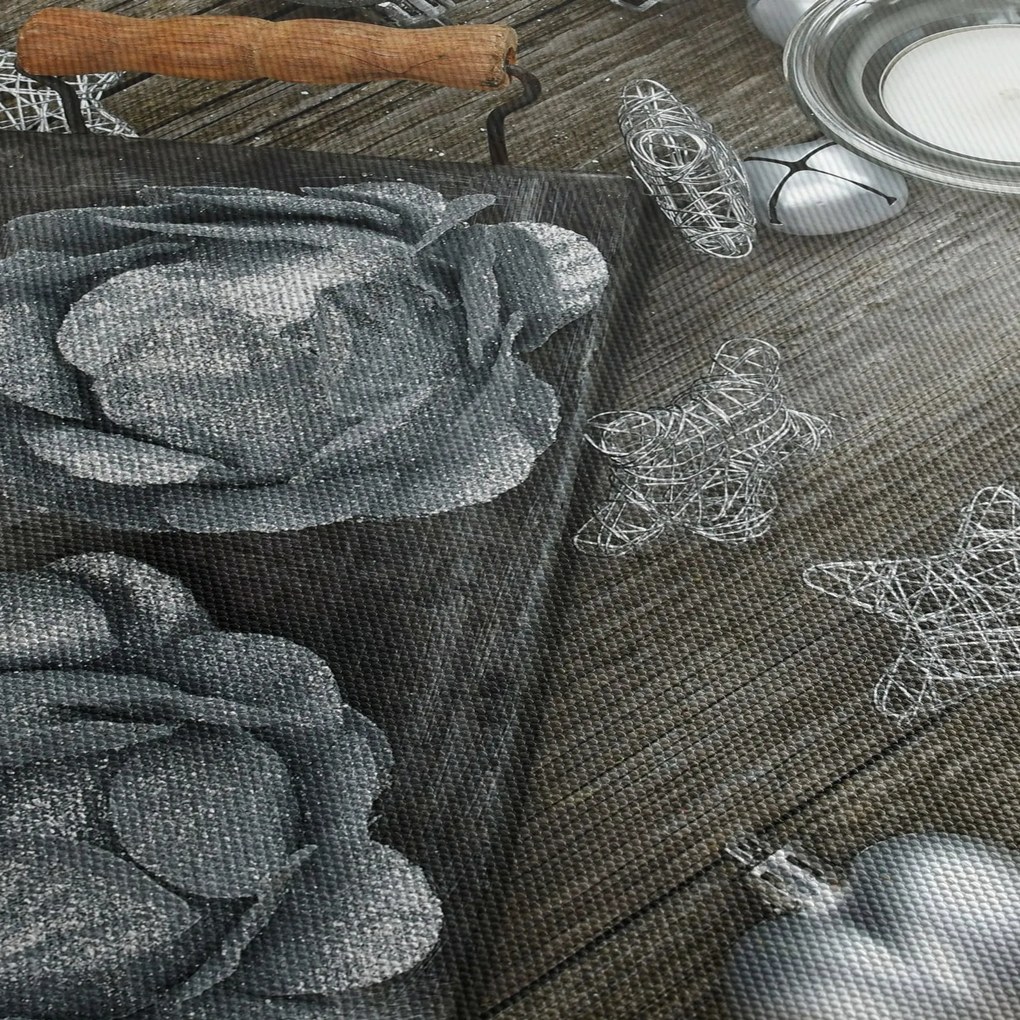Obraz - strieborné vianočné dekorácie (90x60 cm)