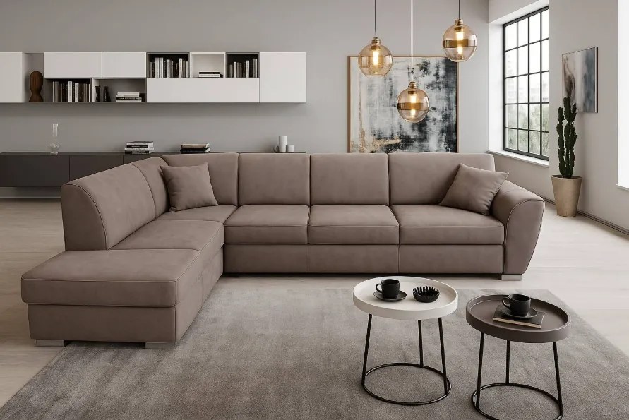 Rohová rozkladacia sedačka DOLORES LETTO L hnedá