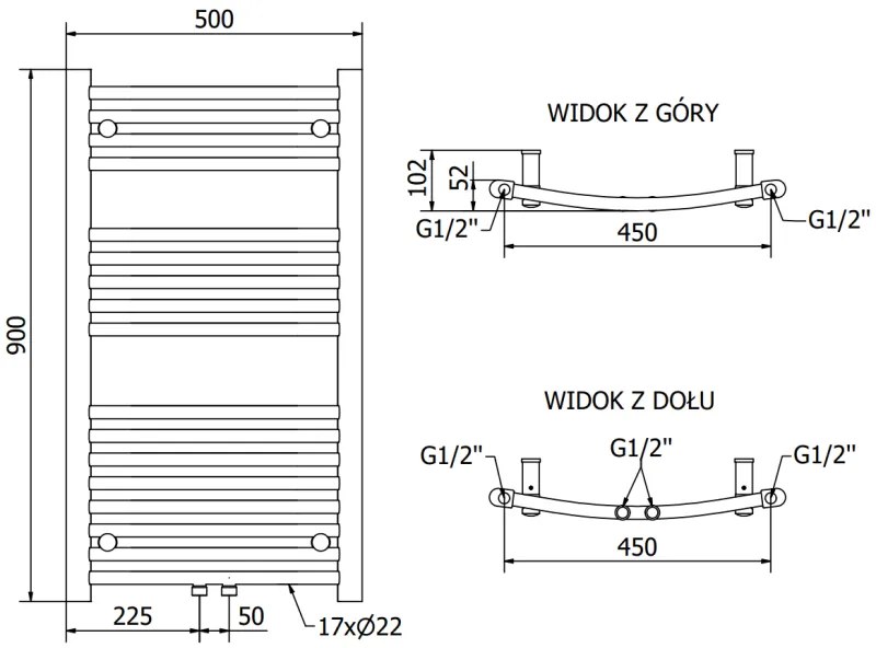 Mexen Ares, vykurovacie teleso 900x500 mm, 372 W, antracitová, W102-0900-500-00-66