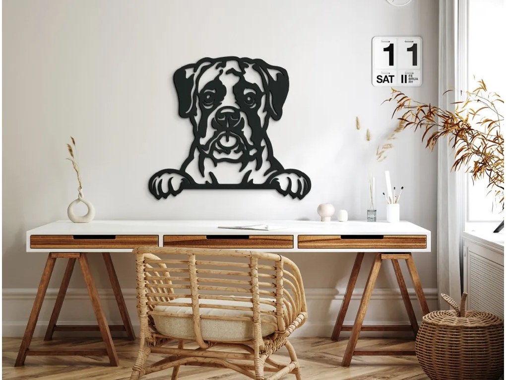 drevko Drevený obraz na stenu Boxer Rozmer obrazu: 39,5 x 44,5 cm, Farba dekorácie: Čierna