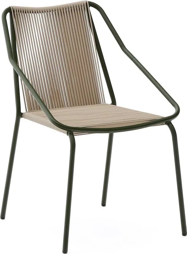 Tmavozelená/béžová kovová záhradná stolička Zivia – Kave Home