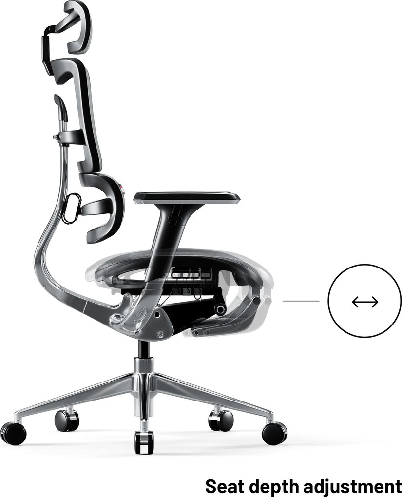 Ergonomická kancelárska stolička s podnožkou Normal Size, čierny-sivý: Diablo V-Master