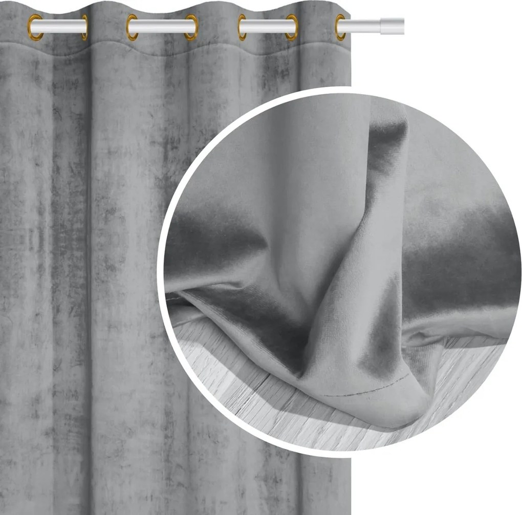 Velúrový záves SOFT VELVET popolavý 140x250 cm
