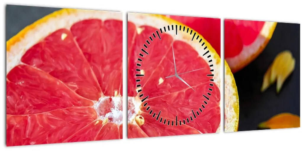Obraz rozkrojených grapefruitov (s hodinami) (90x30 cm)