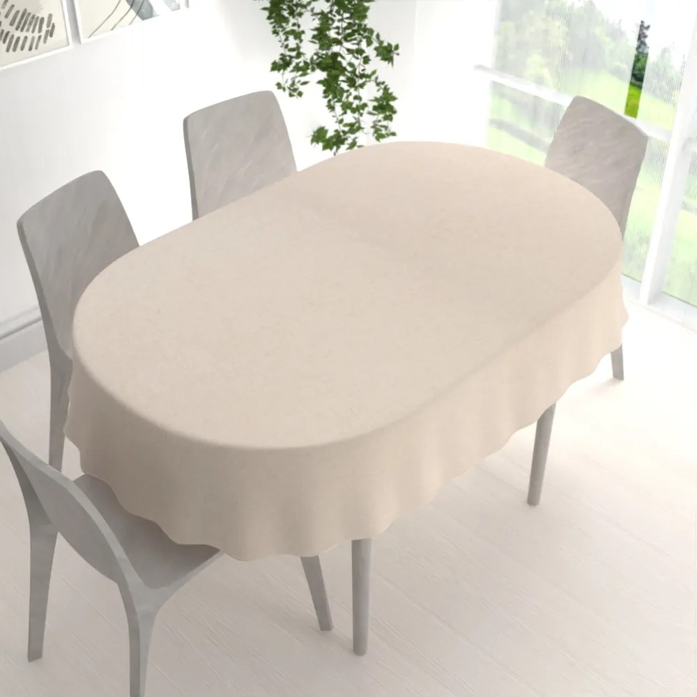 Biante Dekoračný oválny obrus PM-128 Prírodná režná 80x120 cm