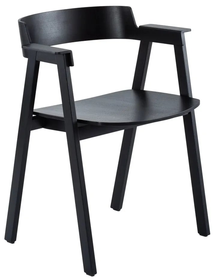 Čierna jedálenská stolička s podrúčkami z dubového dreva Flip – Gazzda