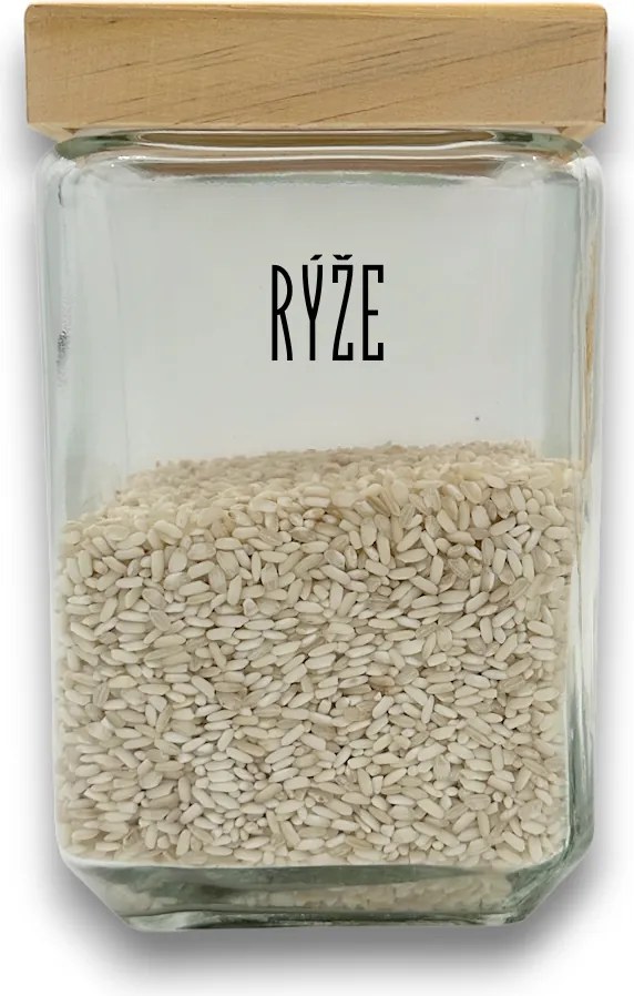 5Five® Súprava 3ks sklenených pevných hranatých dóz s dreveným vekom, 1,7l KWADR
