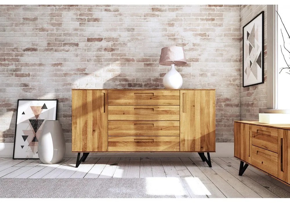 Vysoká komoda z dubového dreva 182x100 cm Golo - The Beds