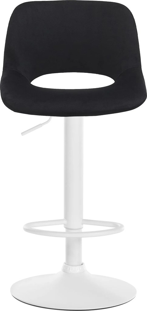 Barová stolička Camden - zamat, biely rám - Čierna