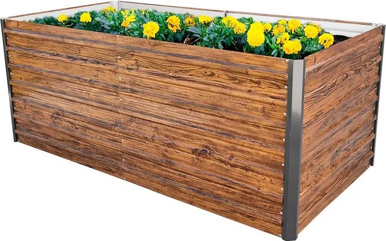 Vyvýšený Záhon, 200x100x77cm, 3D dizajn drevo, kov