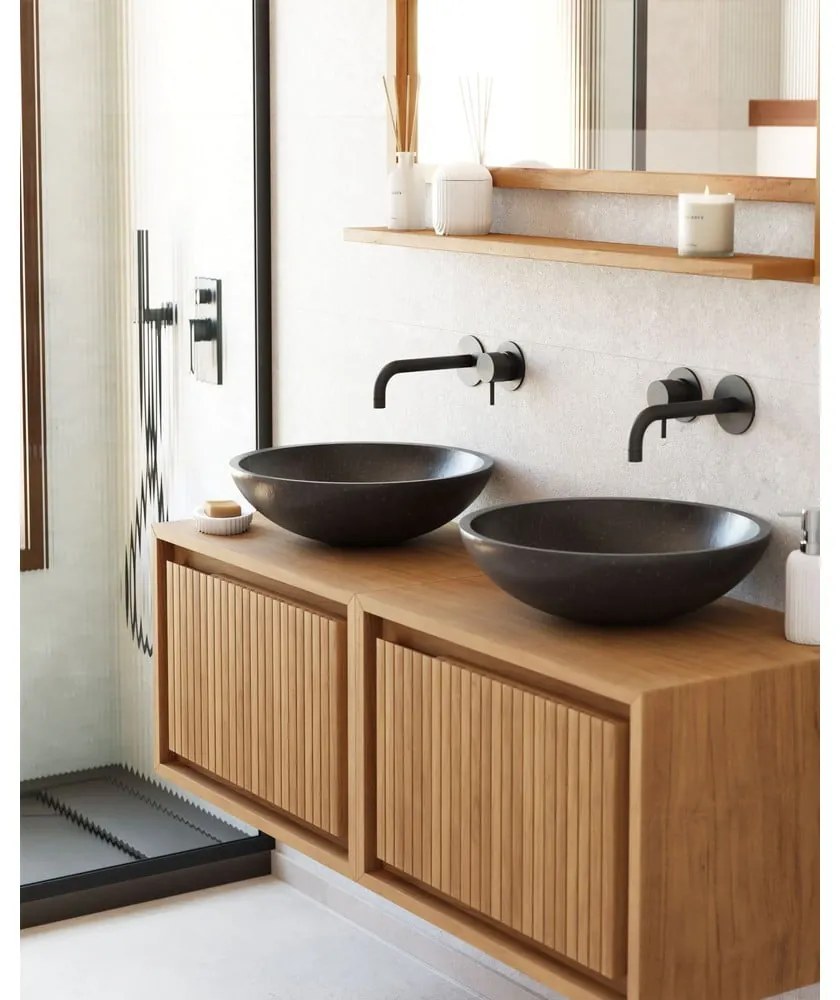 Čierne umývadlo z terrazzo Kave Home Sunday, ø 40 cm