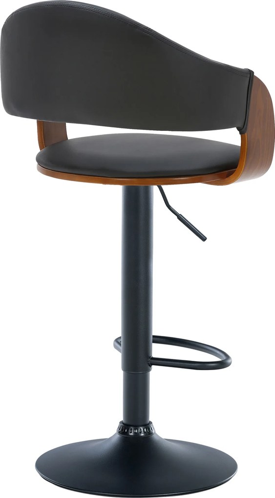 Barová stolička Nilse - koženka, čierny rám - orech/čierna