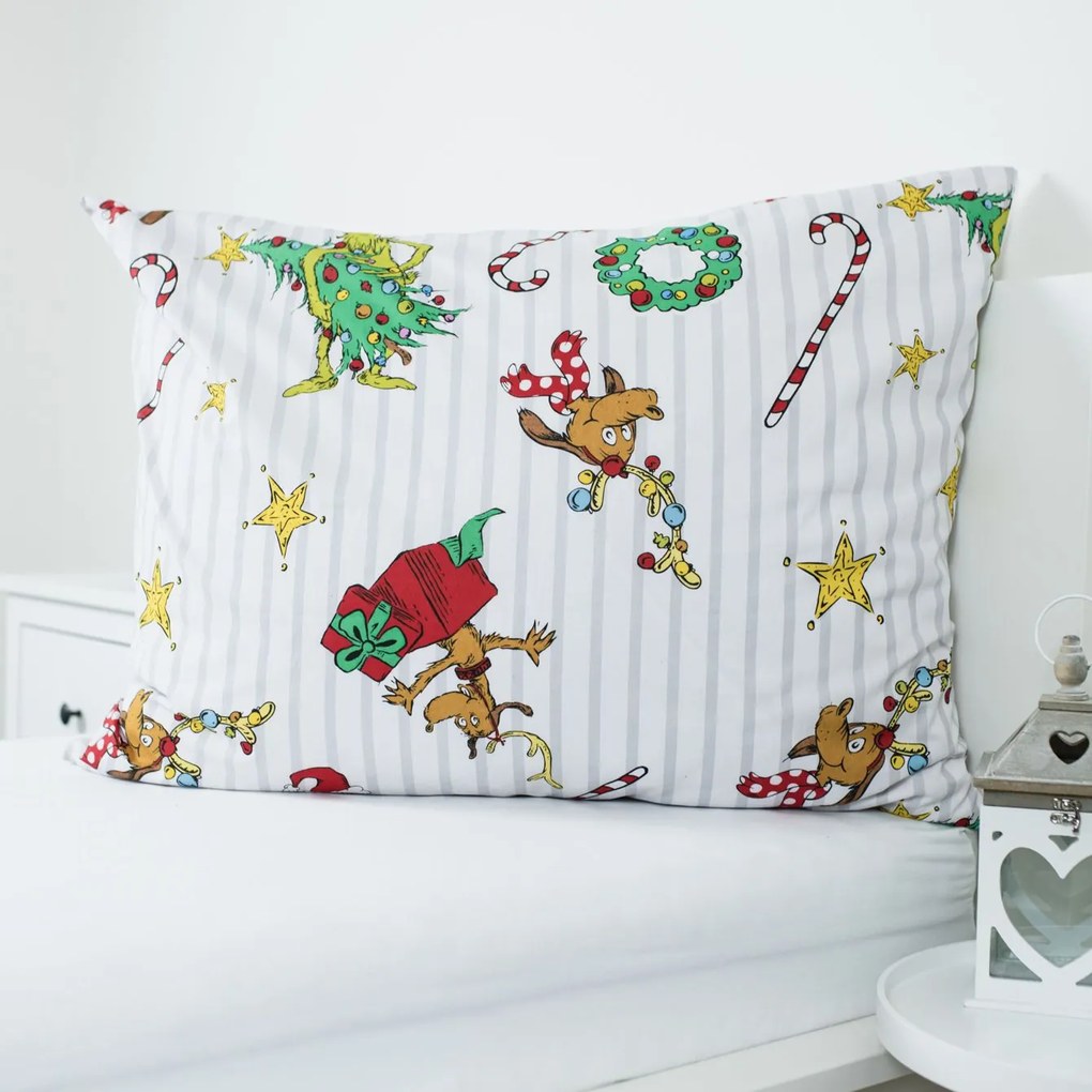 Jerry Fabrics Vianočné bavlnené obliečky 140x200 + 70x90 cm - Grinch "Grinchmas"