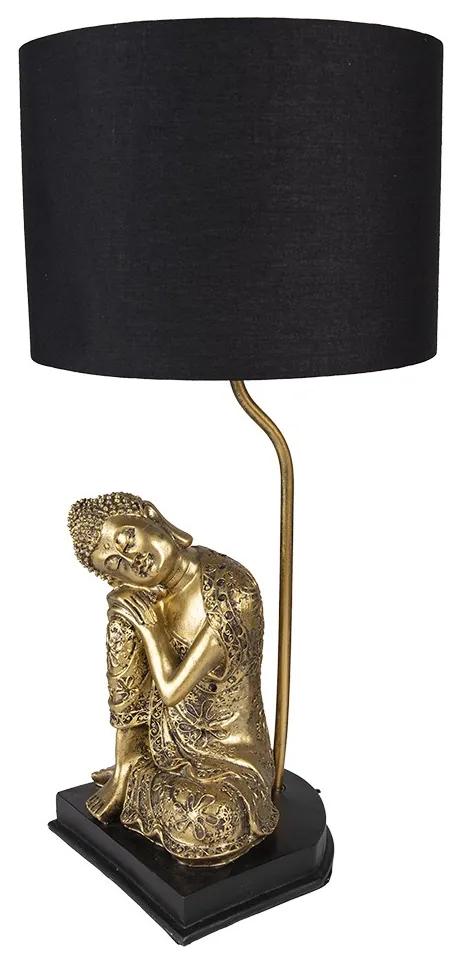 Čierno-zlatá stolná lampa Budha - Ø 26*54 cm E27/max 1*60W