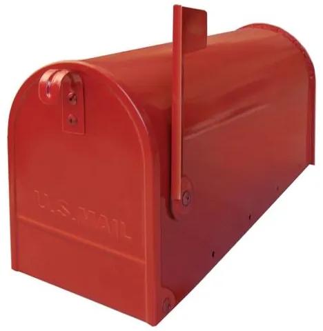 USA1NE - poštová schránka, americká s vlajočkou a stojanom, červená