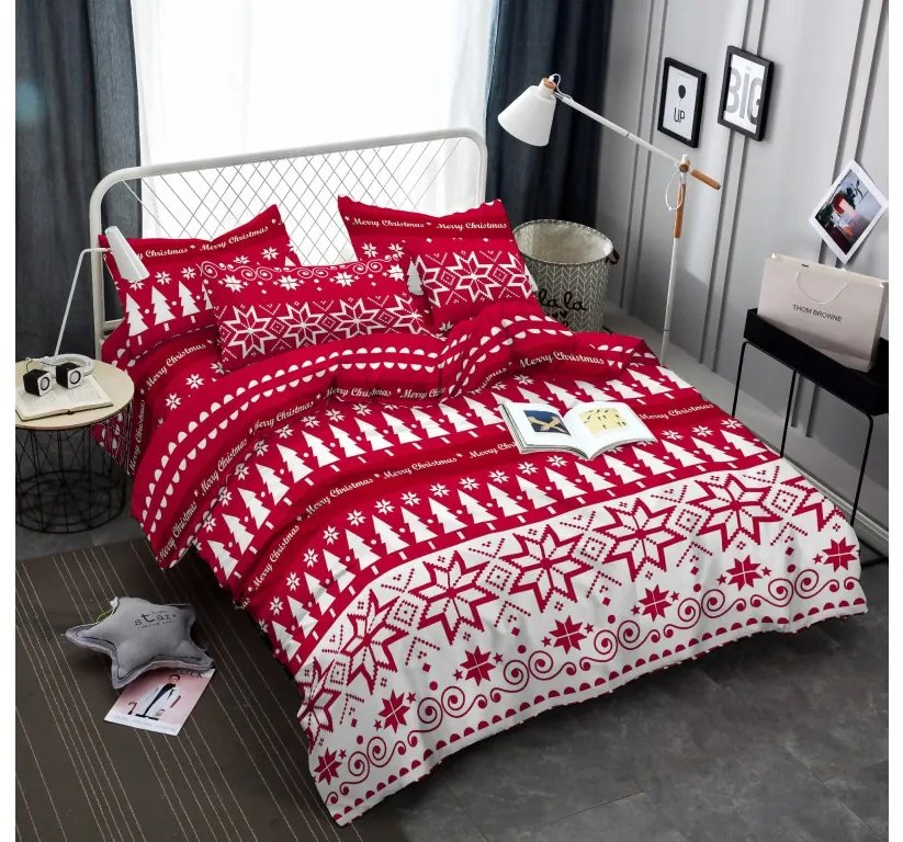 Obliečky z mikrovlákna VIANOČNÝ LES červené Rozmer obliečky: 70 x 90 cm | 140 x 200 cm