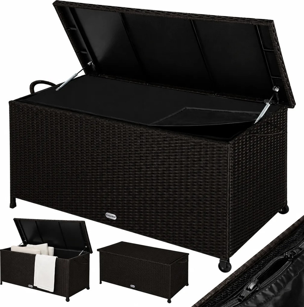 Polyratanový úložný box RICCO, 117 x 53 x 60cm, tmavá hnedá Casaria