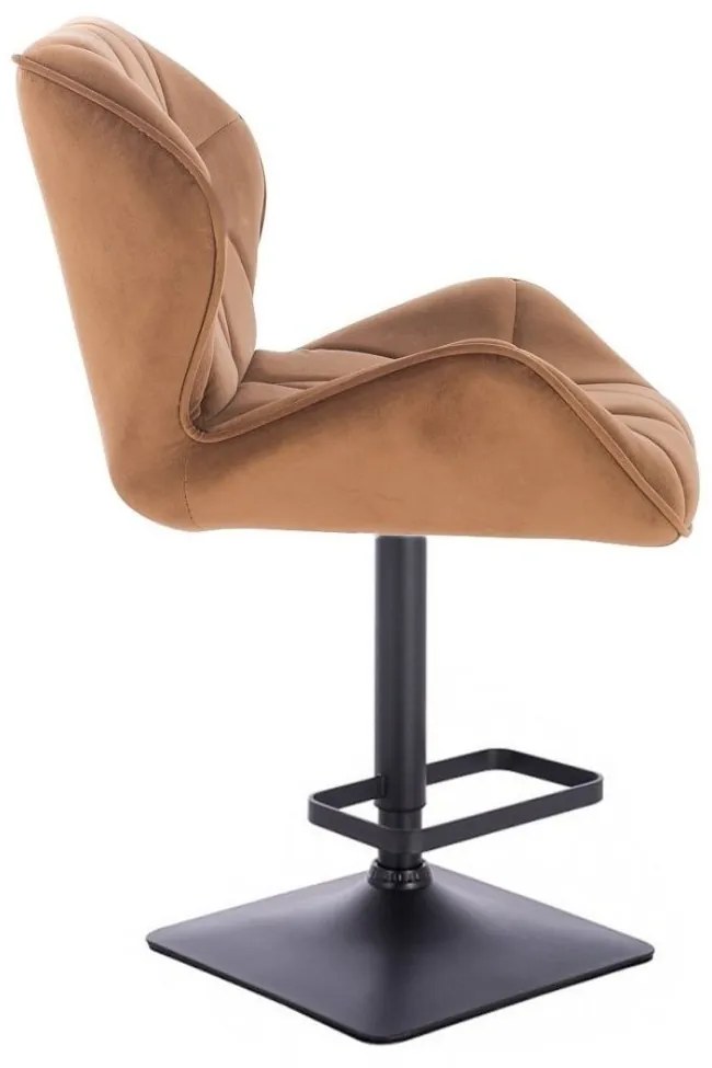 LuxuryForm DESIGN Barová stolička MILANO VELUR na čiernej hranatej podstave - hnedá