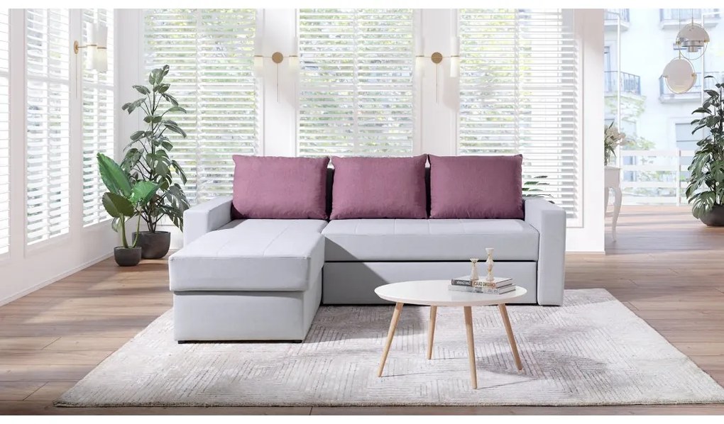 Rohová sedacia súprava Desmo, sivá / růžová Cashmere, ľavý roh