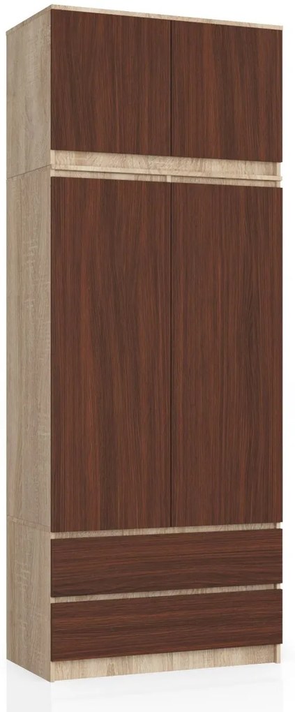 Šatníková skriňa s nadstavcom Star 90 cm dub sonoma/wenge