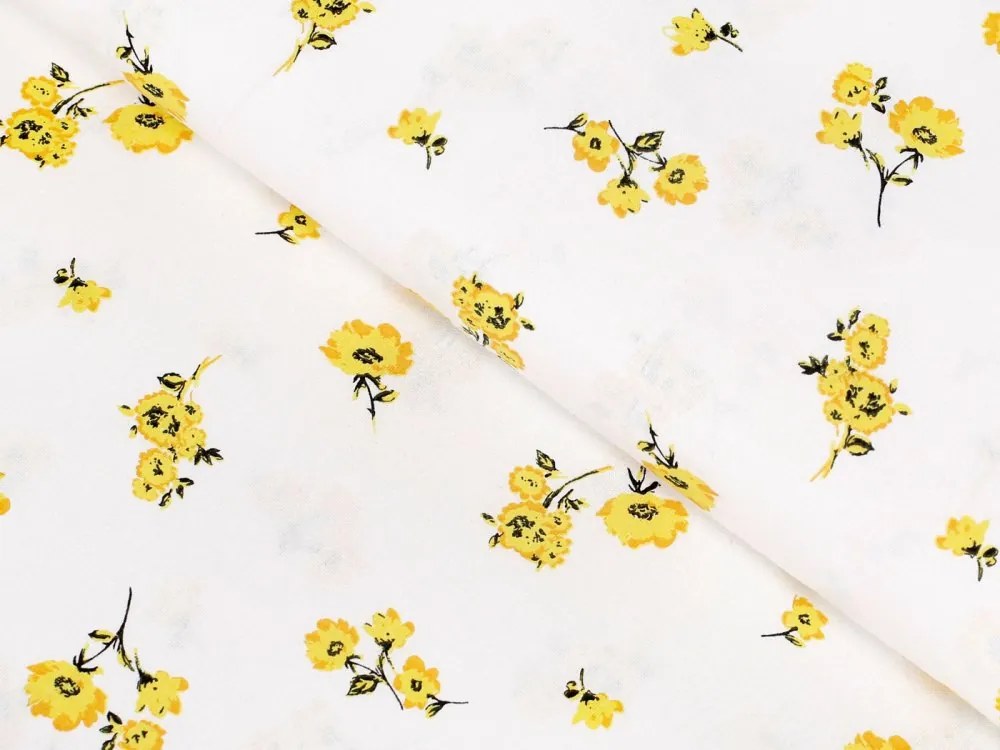 Biante Detské bavlnené posteľné obliečky do postieľky Sandra SA-084 Žlté kvety na bielom Do postieľky 90x140 a 50x70 cm