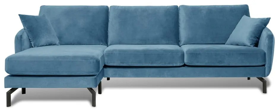 Modrá zamatová rohová pohovka (ľavý roh) Magic - Scandic