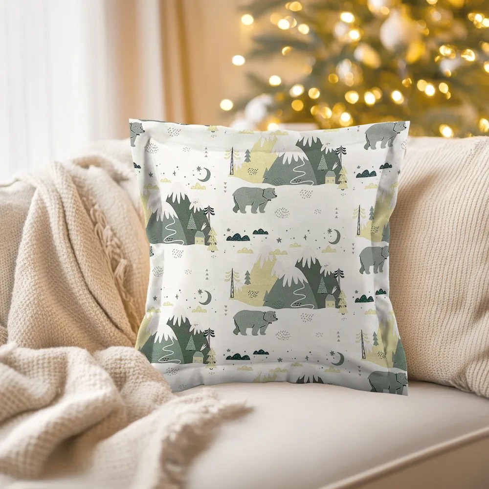 Biante Zamatová obliečka na vankúš s lemom Tamara TMR-031 Medvede v horách 35 x 45 cm