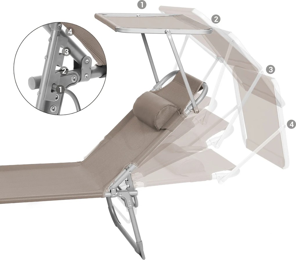 Zahradní lehátko se stříškou Sloan béžové