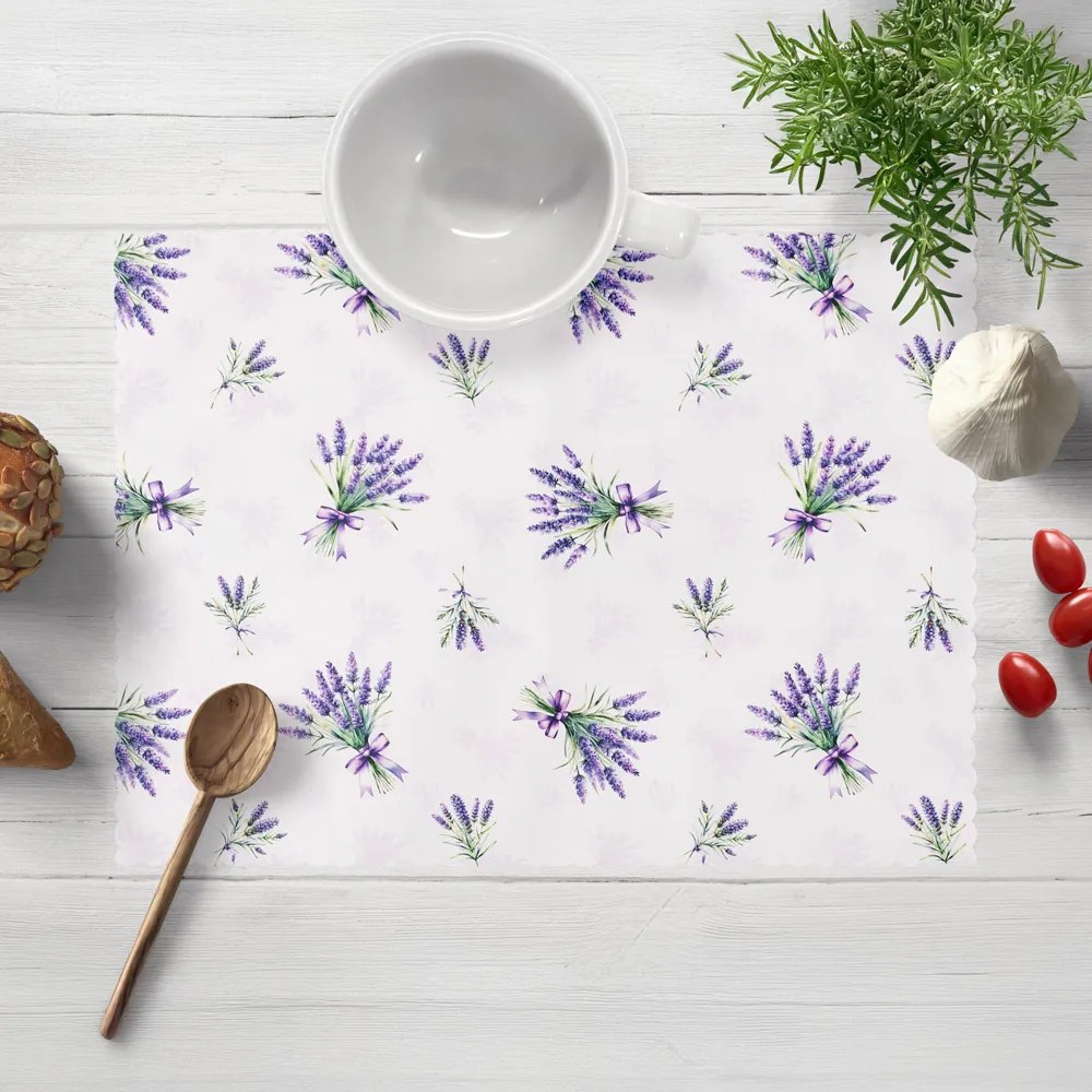Biante Teflónové prestieranie na stôl TF-128 Vetvičky levandúľ na bielom 35x45 cm
