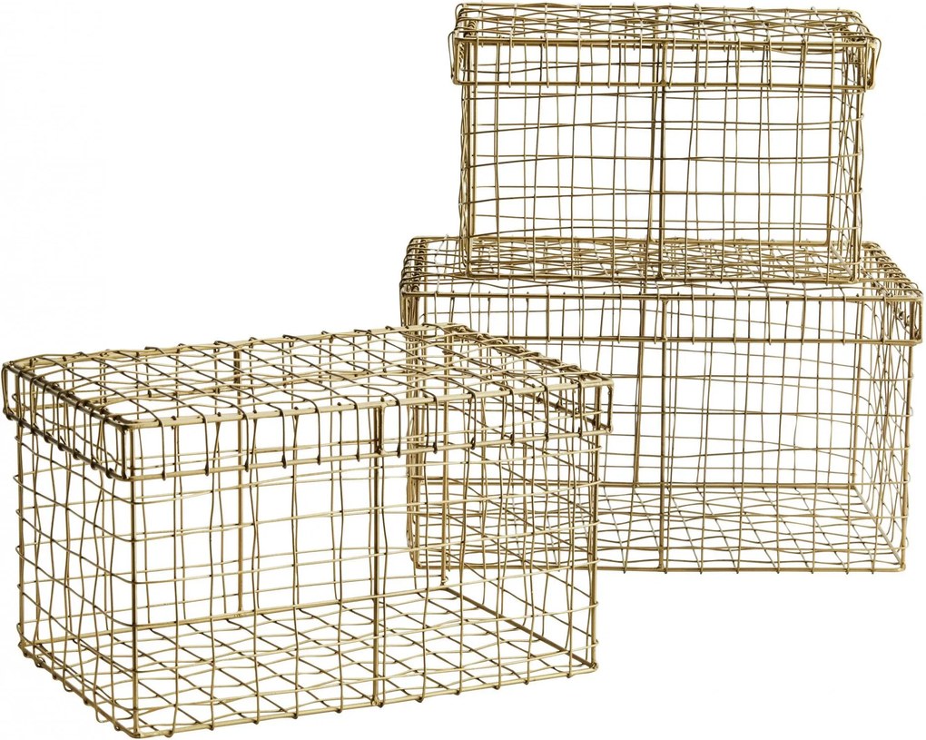 MADAM STOLTZ Drôtený košík s vekom Rectangular Wire Basket Veľkosť S